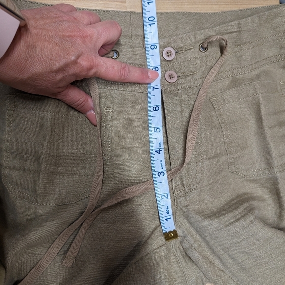 Cabi Wide Leg Olive Khaki All Linen Pants Medium - Picture 9 of 12
